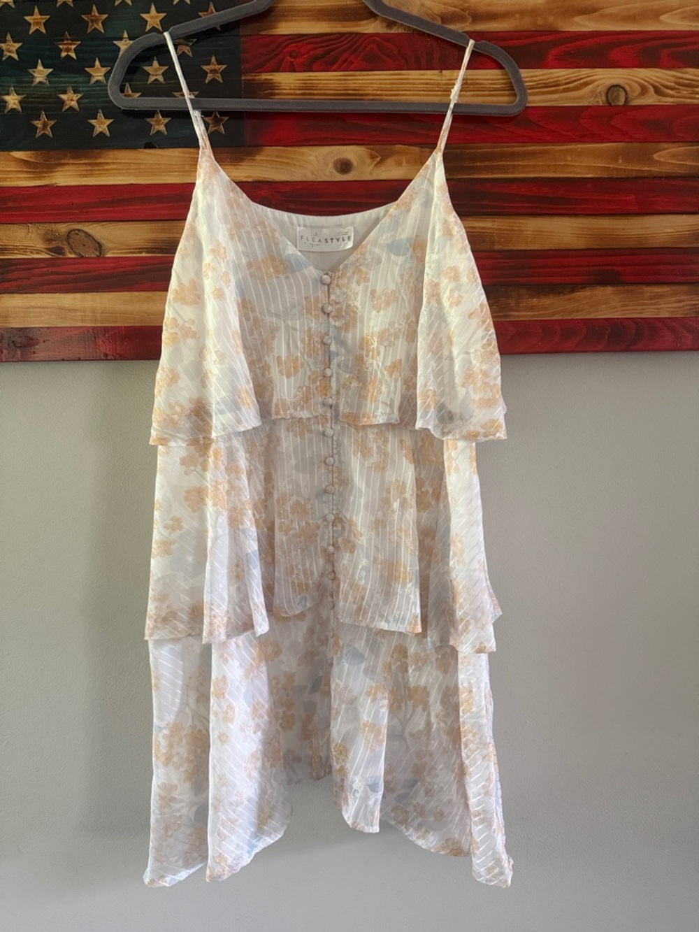 Lightweight Floral Midi Dress in Cream and Beige